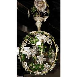 ITALIAN GLASS FLOWER BALL CHANDELIER 20th cen