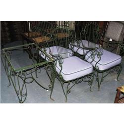 GREEN WIRE GARDEN GARDEN SET, four chairs and