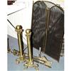 Image 1 : PAIR OF BRASS ANDIRONS with ball top columns,