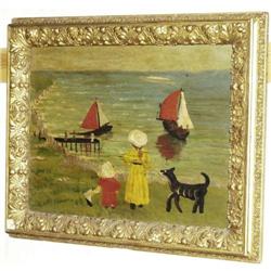 FOLK ART PAINTING At The Sea Shore