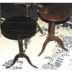 PAIR OF CANDLESTANDS one painted, both 19th c