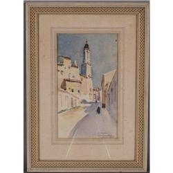 VERNON HOWE BAILEY Spanish Village Scene 14"x