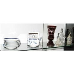 SHELF LOT: teapot, Canton, perfumes and Bohem