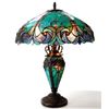 Image 1 : Victorian Style Stained Art Glass Double Lit Table Lamp