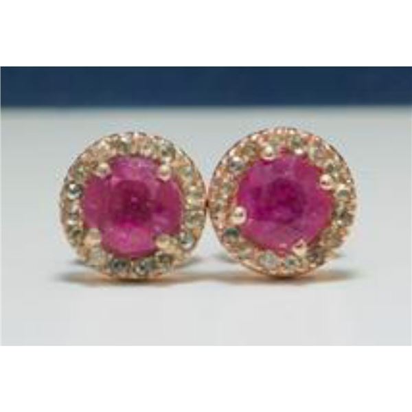 2ctw Sapphire Diamond Sterling Post Earrings