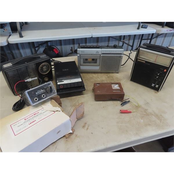 3 Transistor Radios, Wilco, Lloyds, Playmate, 2 Tape Records, - Sear's & Savageman Power Booster