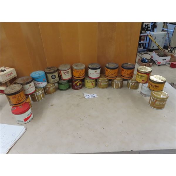 Various Tobacco Cans - Approx 23, Ogdens, Buckingham, Dominion, Mark Ten, Vogue, Zig Zag Player Plus