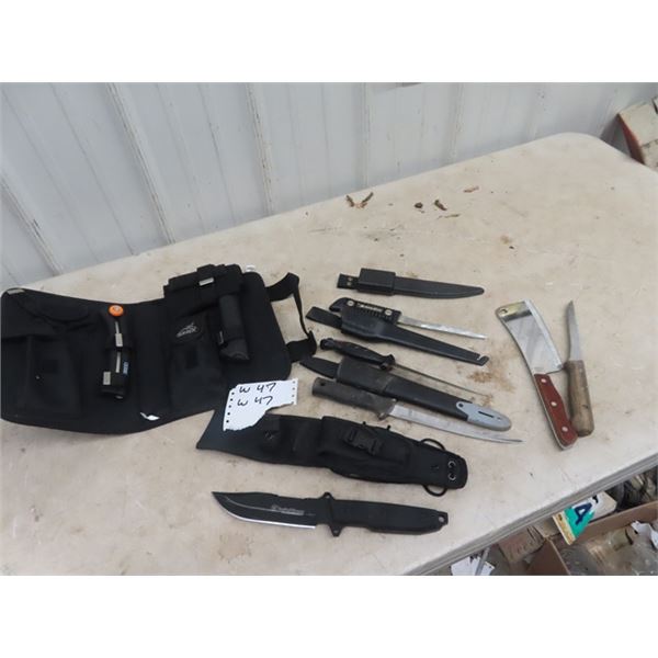 (W) Smith & Wesson Hunting/Survival Knife, German Hatche & Knife, Fillet & Skinning Knives