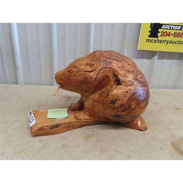 Wood Carved Beaver By Andre Gauthier