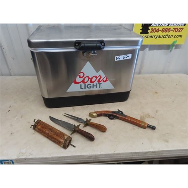 Coors Light Picnic Cooler, Carving Knife & Pistol Ornament