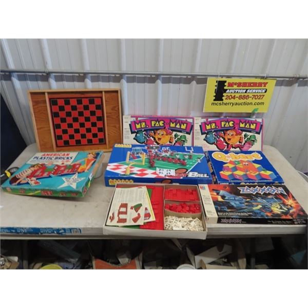 VIntage Board Games, Qbert, Ms Pacman, Aemrican Brick Plus More