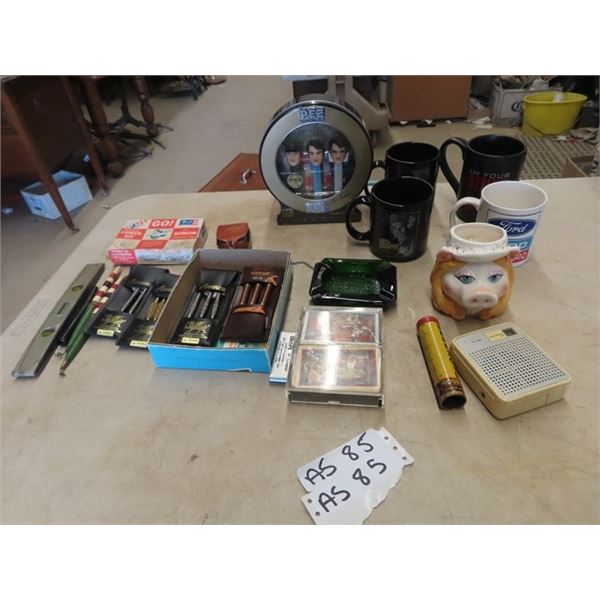 The Mummy Mugs, Ford, Star Wars Mugs, Elvis Pez, Vintage Sony Radio, Ashtray, Darts, Cards & More!