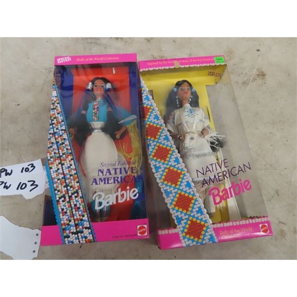3 Collectible Native American Barbies in Pkgs