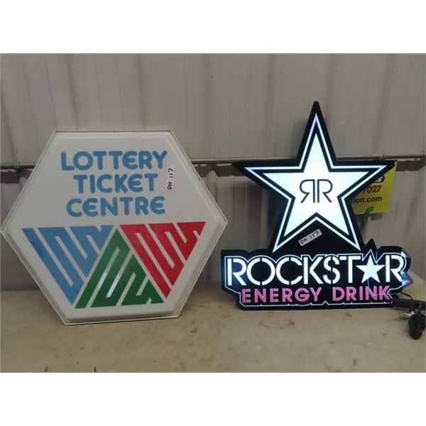 Light Up Rock Star Sign 28" x 30", Lens of Lottery TIcket Sign 27" X 29"