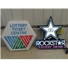 Image 1 : Light Up Rock Star Sign 28" x 30", Lens of Lottery TIcket Sign 27" X 29"
