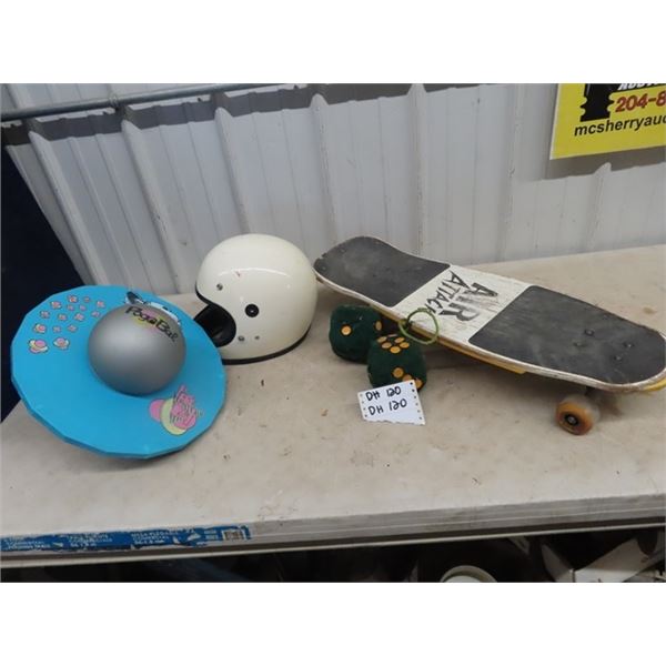Motorcycle Helmet, Air Attach Skateboard, Pogo Ball