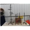 Image 1 : Stands - Wrought Iron , 6 Adjustable Height 1 Rolling w Shelves & Comic Stand