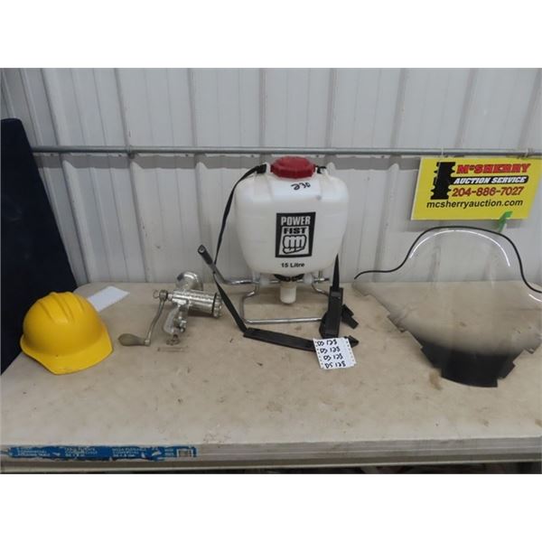 Windshield For Snowmobile, Back Pack Sprayer, Safety Helmet, Meat Grinder