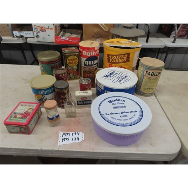 Spice & Household Tins, & Ice Cream Containers