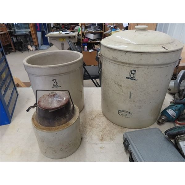 3 & 6 Gal Medalta Crock & Bean Pot