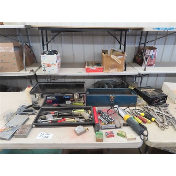 2 Tool Boxes, Various Tools, Wrenches, Sockets Screw Drivers & More