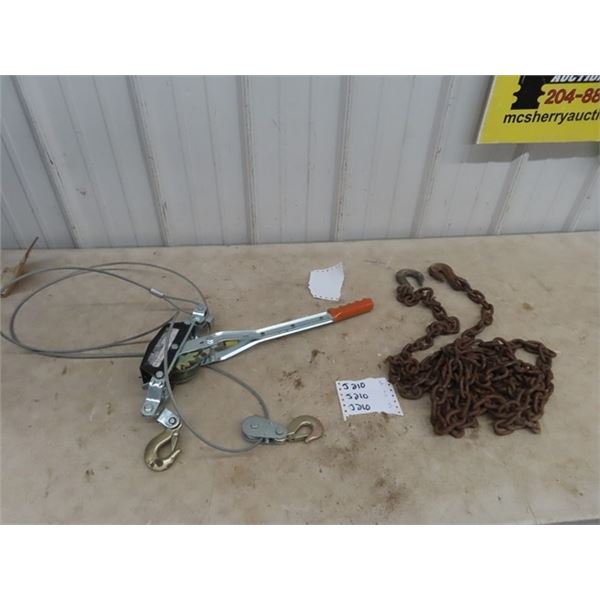 Power Tool Stand, Come A Long, Chain w 2 Hooks