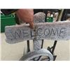 Image 3 : Cement Welcome/ Planter Yard Ornament 32" Tall - Last picture Shows crack