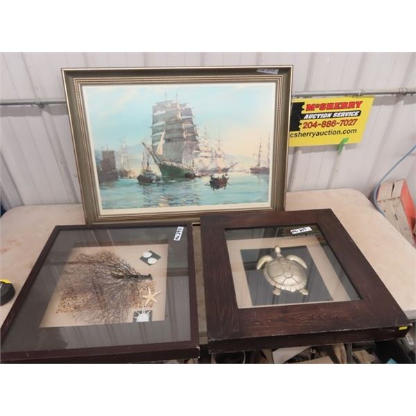 3 Pcitures - One Print, Montagye Dawson, & 2 Shadow Boxes