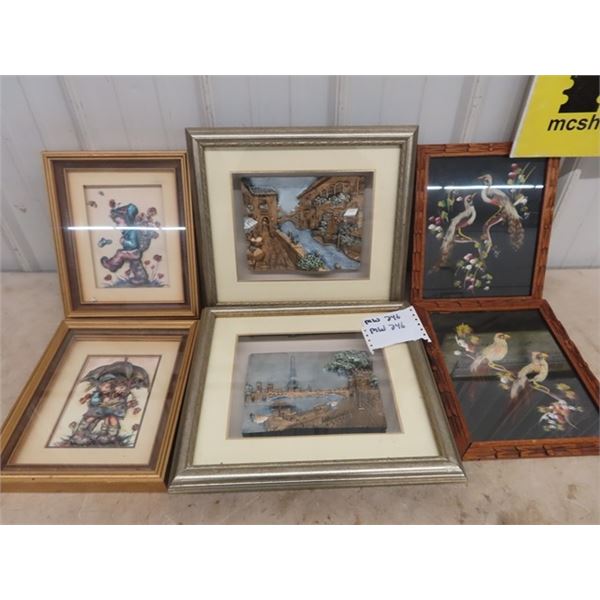 6 Pic - 2 w Real Feathers, 2 Hummel Style, & Plus