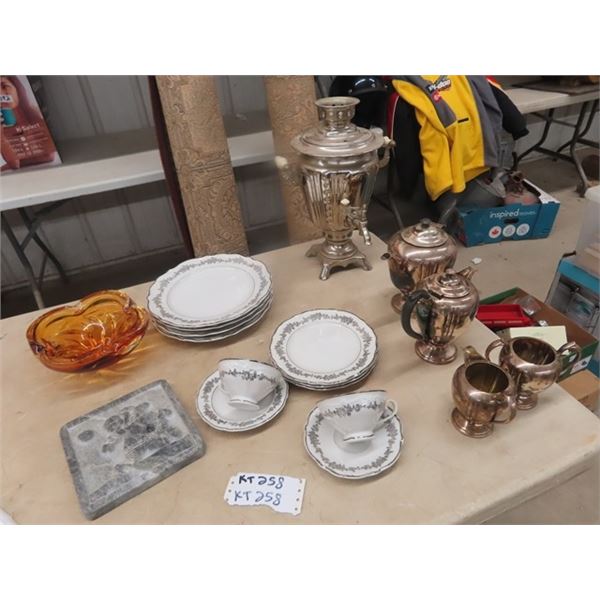 Samovar, Silver Tea Set, Soap Stone , Royal Barvarian China Plus
