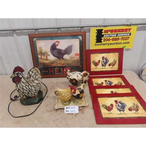 Stained Glass Chicken Lights, Rooster Tea Set Teapot, C & S & Picture Place Mats