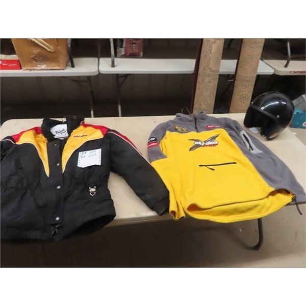 Ski Doo Size Small Winter Jacket & Ski Doo Size Large Sweater, & Snow Ranger Helmet