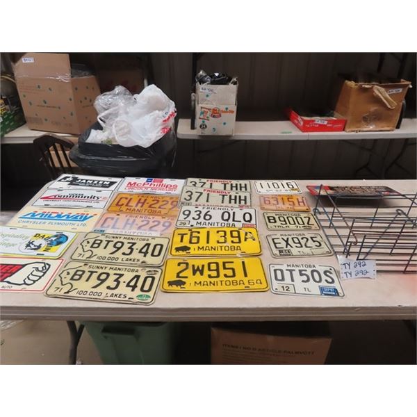 20 License Plates & metal AC Store Shelf