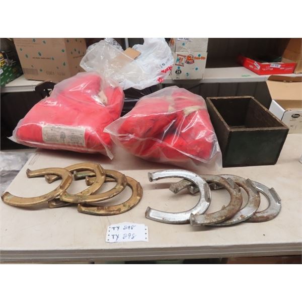 2 Vintage Life Jackets & 2 Sets of Horse Shoes