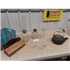 Image 1 : (W) 2 Coal Oil Lamps, Cast Kettle, Desk Organizer