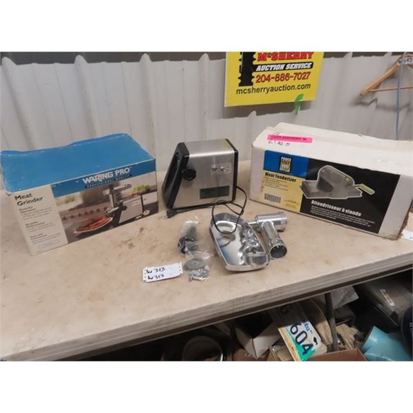 (W) New Waring Pro Meat Grinder & Power Fist Meat Tenderizer