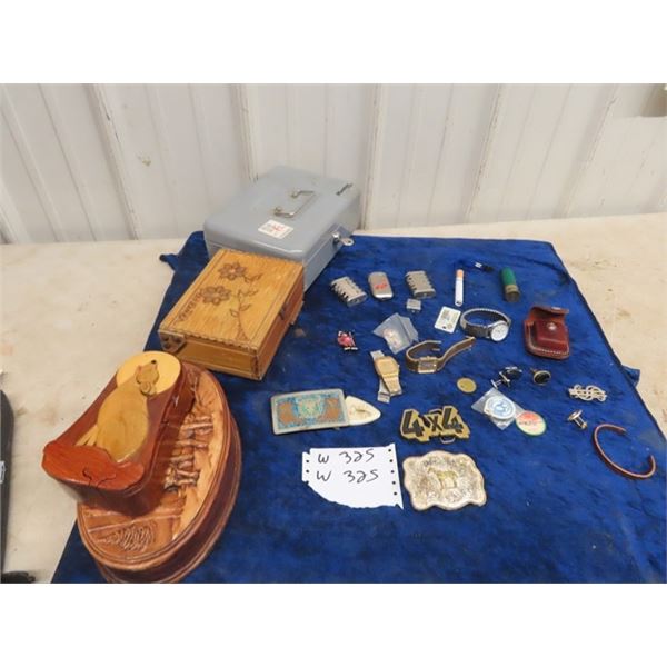 (W) Lighters, Jewellery- Bracelet, Watches, Cuff Links, Belt Buckles Trinket Boxes Plus More!