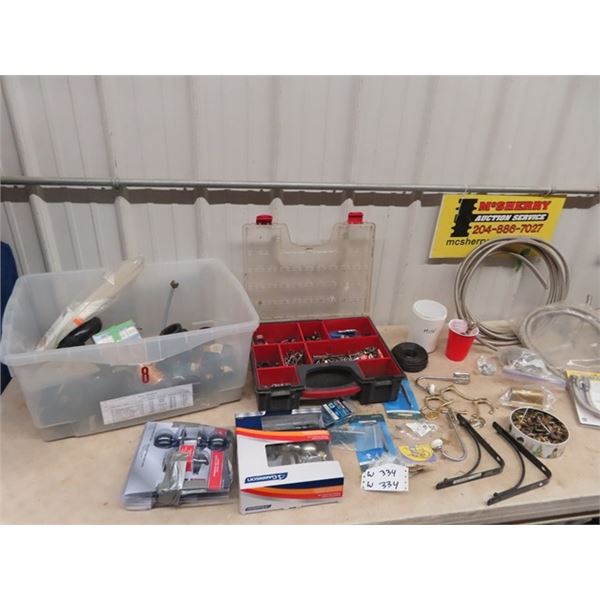 (W) Plumbing Stainless Hose, Door Knobs, Hooks, & Organizers w Screws & Nails