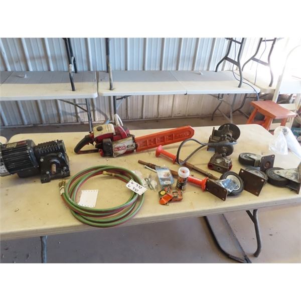 (W) Remington Chainsaw, Elec Hyd Drive Manual Concrete Driver, Castors, Plus More