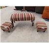 Image 1 : Matching Upholsetered Stool & 2 Ottomans