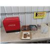 Image 1 : Coca Cola Picnic Cooler, 3 Coke Trays, & 12 Coke Glasses