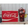 Image 1 : Plastic Coca Cola Sign 30"x 42", & Cardboard Coca Cola Glass Sign 19" x 37"