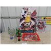 Image 1 : Budweiser Metal sign - 2 Coke Trays & 11 Vintage Pop & Milk Bottles