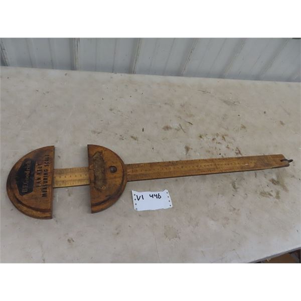 Vintage Wooden Goodrich Service Station V Belt Measuring Tool