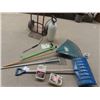 Image 1 : Push Shovel, 2 Rakes, Dandelion picker, Bottle Sprayer, 4 Litre Mosquito Fogger