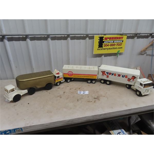 Reliable Plastic Semi, Nylynt Metal Semi w Mac Adv & Ertyl Metal Semi w Toys R Us Adv