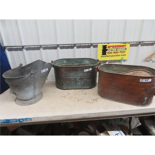 2 Copper Boilers, & Coal Pail