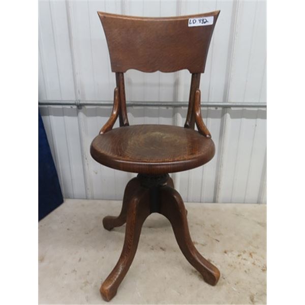 Oak Piano Stool w Back Rest