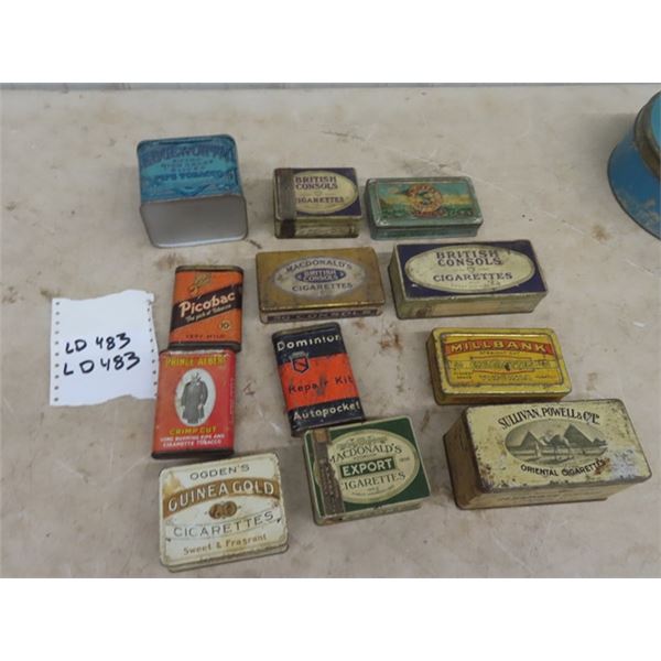 12 Cigarette Tins, Edgewood, Macdonalds, Piacobec Prince Albert & More