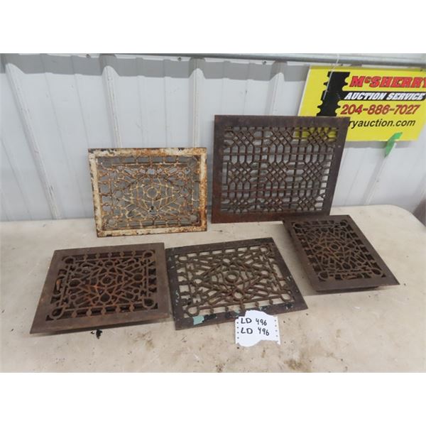 5 Vintage Cast Heat Register Covers